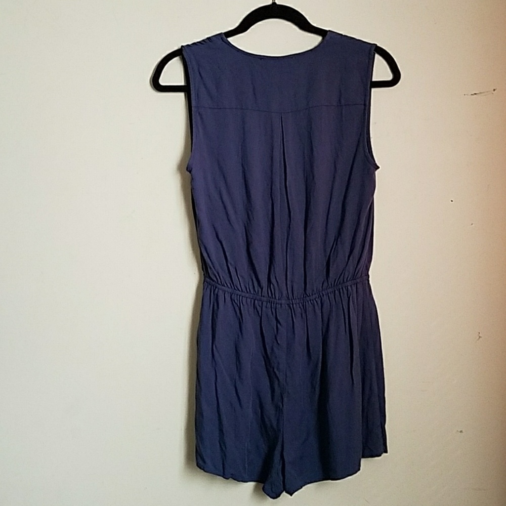 Powder Blue Lace-Up Romper - Picture 5 of 7